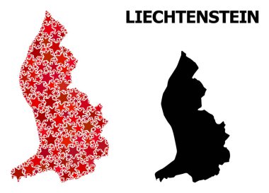 Kırmızı Yıldızlı Mozaik Liechtenstein Haritası