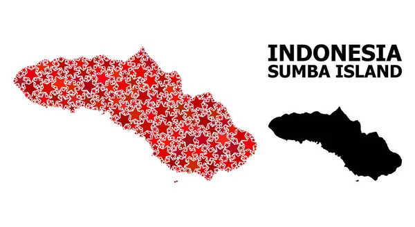 Mapa mosaico da Estrela Vermelha da Ilha de Sumba — Vetor de Stock