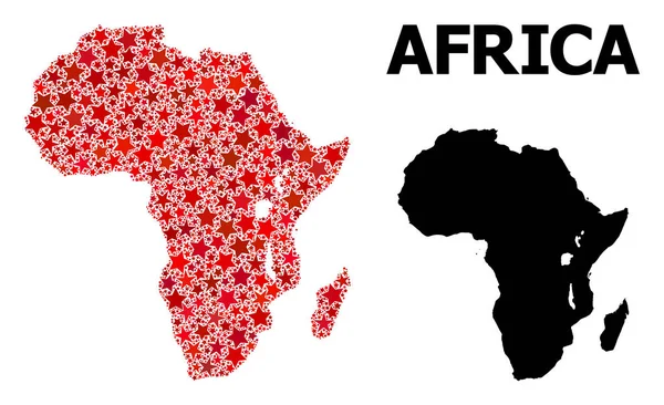 Red Star Pattern Map of Africa — Stock Vector