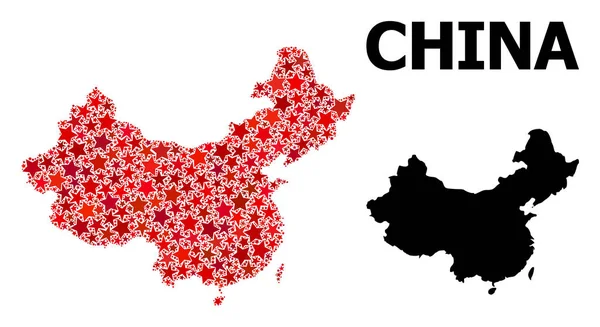 Mapa del patrón estrellado rojo de China — Archivo Imágenes Vectoriales