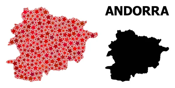 Mapa de Andorra con estrellas rojas — Vector de stock