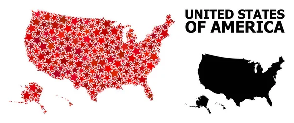 Wzór Red Star Mapa terytoriów USA — Wektor stockowy