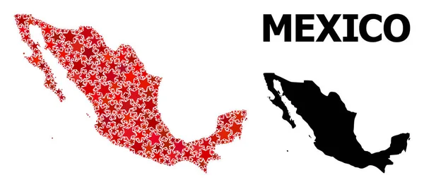 Mapa de Red Starred Pattern de México — Vector de stock