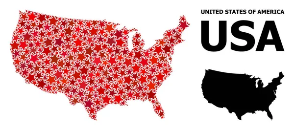 Mozaika Red Star mapa USA — Wektor stockowy