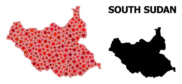 Güney Sudan Kızıl Yıldızlı Mozaik Haritası