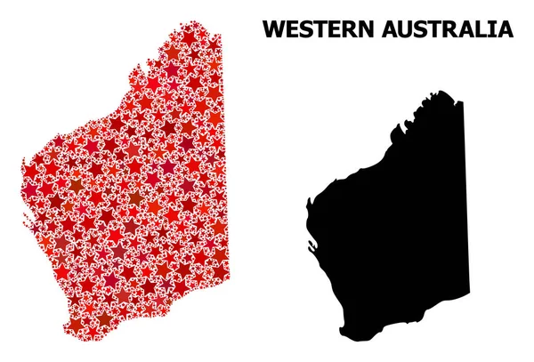 Karte mit rotem Sternenmuster von Westaustralien — Stockvektor