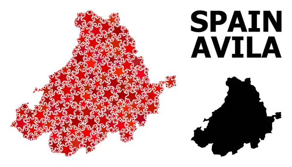 アビラ州の赤い星付きパターンマップ — ストックベクタ