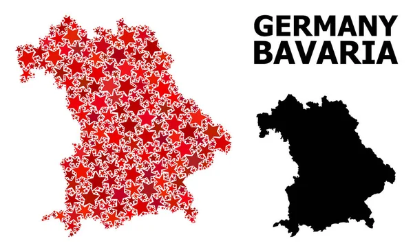 Rode ster mozaïek kaart van Beieren State — Stockvector
