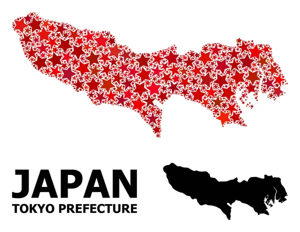 Mapa da Estrela Vermelha Mosaico da Prefeitura de Tóquio —  Vetores de Stock