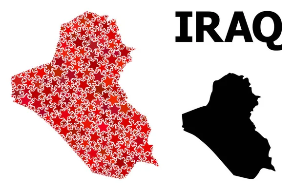 Mappa Red Starred Pattern di Iraq — Vettoriale Stock