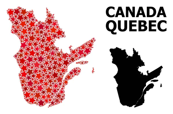 Mappa Red Starred Mosaic della Provincia di Quebec — Vettoriale Stock