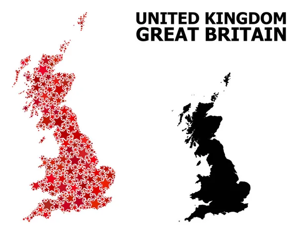 Mozaiková mapa Red Star Velké Británie — Stockový vektor