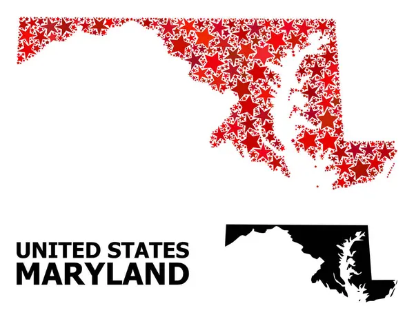 Maryland Eyaleti Kızılyıldız Mozaik Haritası — Stok Vektör
