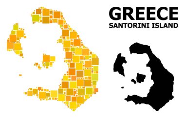 Santorini Adası altın kare Mozaik Haritası