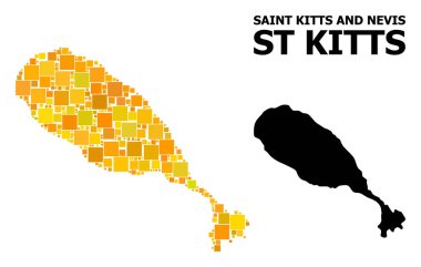 St Kitts Adası altın kare Mozaik Haritası