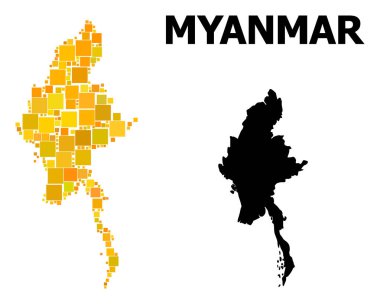 Altın kare model Myanmar Haritası
