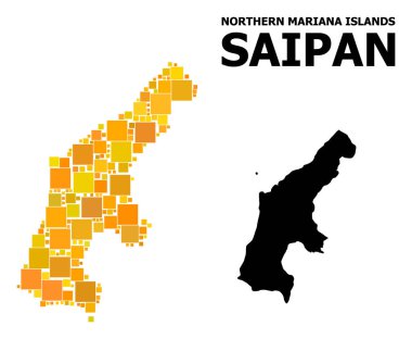 Saipan Adası altın kare Mozaik Haritası