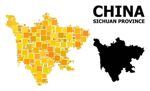 Mapa del patrón cuadrado de oro de la provincia de Sichuan — Vector de stock