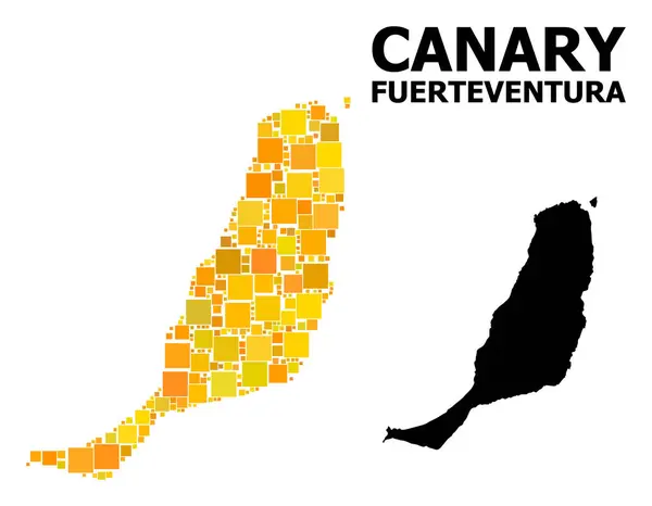 Fuerteventura Adası altın kare desen Haritası — Stok Vektör