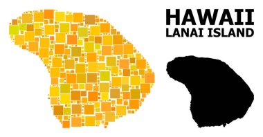 Lanai Adası altın kare Mozaik Haritası
