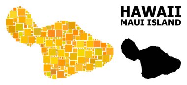 Maui Adası altın kare Mozaik Haritası