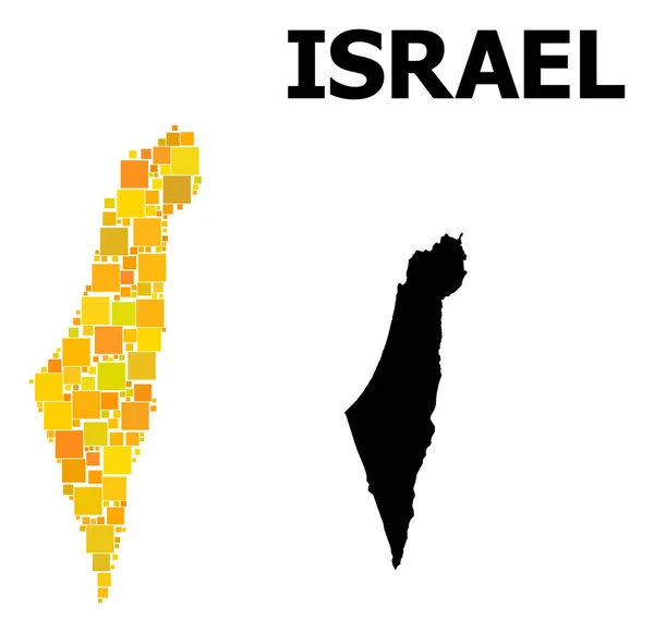 Gold Square Pattern Mapa de Israel —  Vetores de Stock