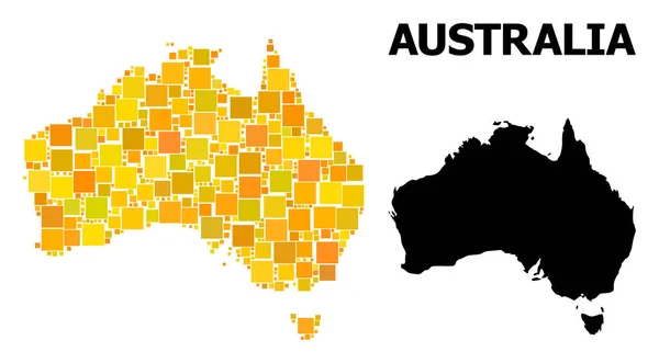 Gold Square mozaïekkaart van Australië — Stockvector