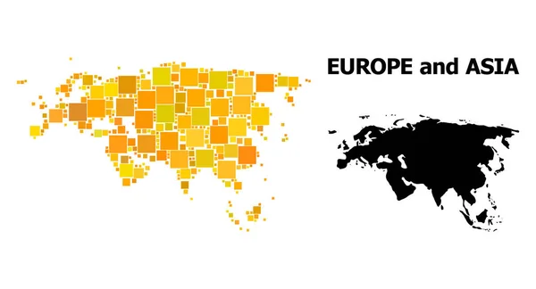Guld torget mönster karta över Europa och Asien — Stock vektor
