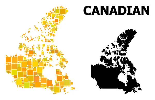 Złoty kwadrat wzór Mapa Kanady — Wektor stockowy