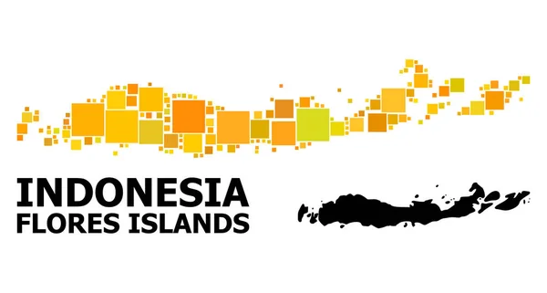 Peta Mosaik Golden Square Indonesia - Kepulauan Flores - Stok Vektor