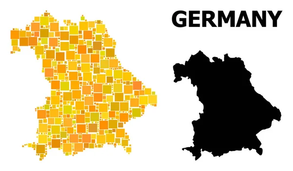Mosaico cuadrado de oro Mapa de Alemania — Archivo Imágenes Vectoriales