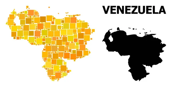 Zlatá čtvercová mapa Venezuely — Stockový vektor