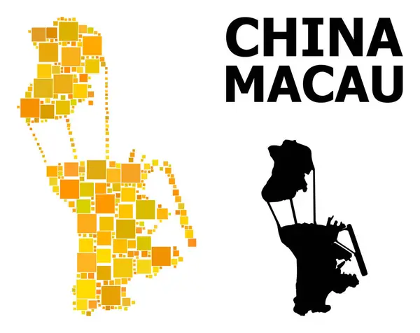 Golden Square Pattern Mapa de Macao — Vector de stock