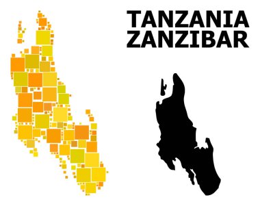 Altın kare Mozaik Haritası Zanzibar Adası