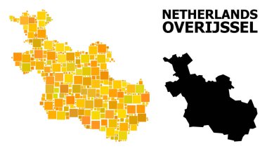 Overijssel Province altın kare Mozaik Haritası