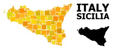 Sicilya Adası altın kare Mozaik Haritası