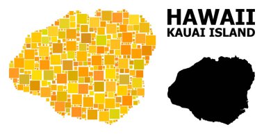 Kauai Adası altın kare desen Haritası