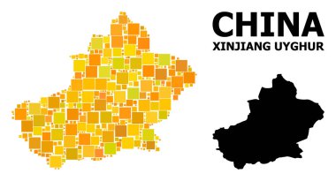 Altın kare model Xinjiang Uygur Bölgesi Haritası