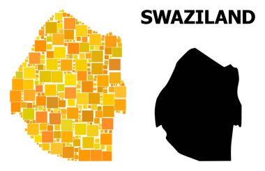 Altın kare desen Swaziland Haritası
