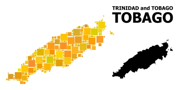 Mosaico de la Plaza de Oro Mapa de Tobago — Vector de stock