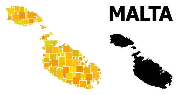 Zlatá čtvercová mapa na Maltě — Stockový vektor