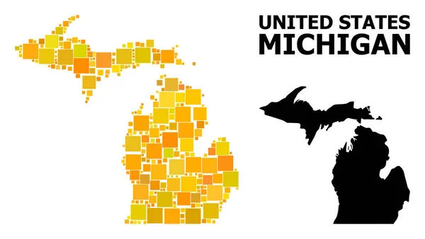 Gold Square Pattern Mappa di Michigan State — Vettoriale Stock