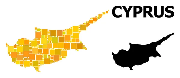 Golden Square-mozaik Ciprus sziget Térkép — Stock Vector