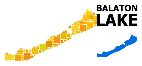 Golden Square Pattern Map of Balaton Lake — Stock Vector