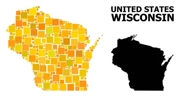 Golden Square Pattern Mappa dello stato del Wisconsin — Vettoriale Stock