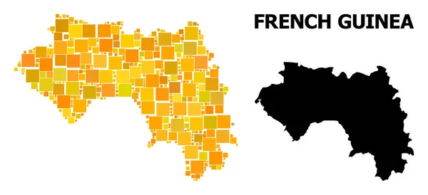 Guld torget mosaik karta över franska Guinea — Stock vektor
