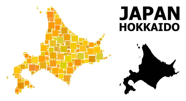 Mapa de Padrão Quadrado Dourado da Ilha Hokkaido —  Vetores de Stock