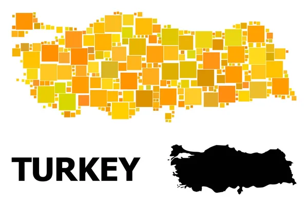 Gold quadratische Mosaik-Karte der Türkei — Stockvektor