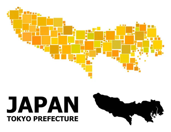 東京都ゴールドスクエアパターンマップ — ストックベクタ