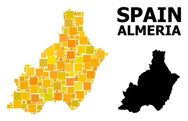Gold Square Mosaic Mapa da Província de Almeria —  Vetores de Stock